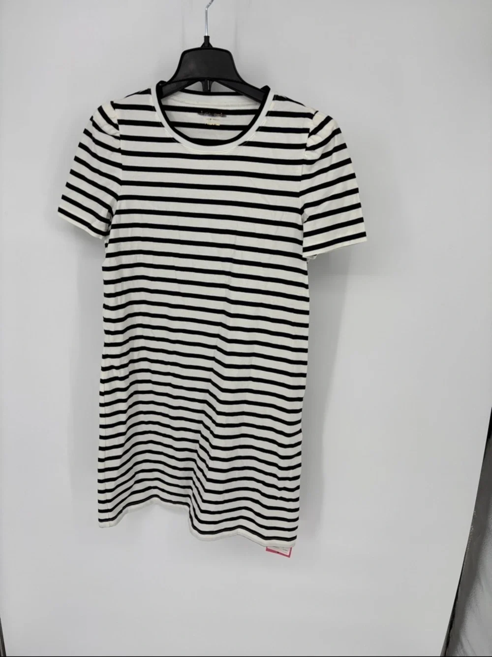kate spade Black cream Striped puff sleeve cotton pull on dress size Large NWT